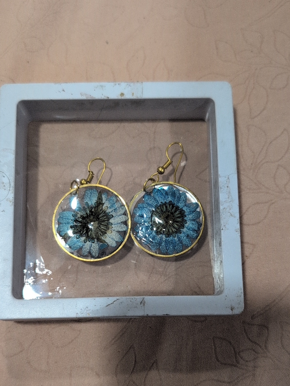 Floral Resin Handmade Real Flowers Earrings.